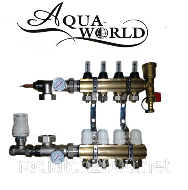 Колектор у зборі на 11 виходів Aqua World на теплу підлогу