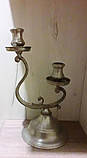 Олов'яний канделябр на дві свічі, тавро, вінтаж, Франція, фото 4