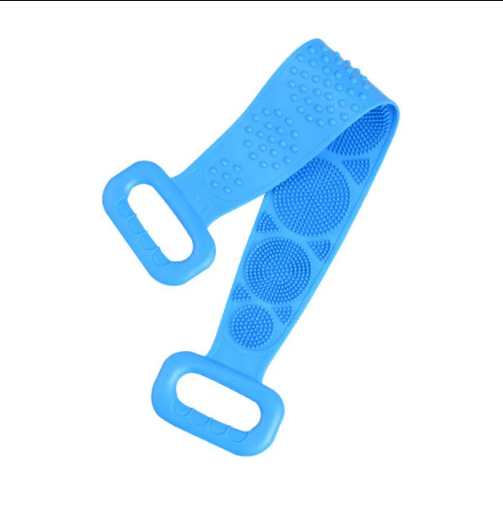Силіконова мочалка двостороння Silica Gel Bath Brush 70см, блакитна (KG-755)