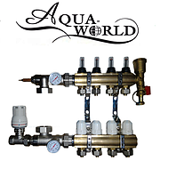 Колекторна група в зборі на 5 виходів Aqua World на теплий пол