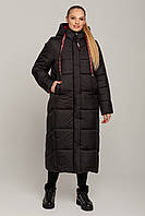 Зимний пуховик женское пальто стеганое синтепух цвет хаки размер 44-54