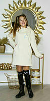Платье на девочку зимнее белого цвета утепленная туника подростковая на каждый день возраст 5-15 лет