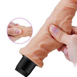 Вібратор фалоімітатор з вібро м'який великий з кібершкіри DUGLAS ♕