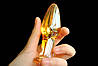 Анальна пробка 3 см LYNX Amber Crystal Plug маленька для новачків скляна коричнева янтарна, фото 6