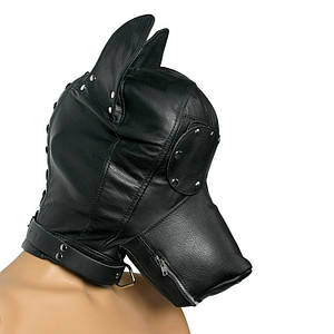 Маска собаки закрита вінілова Альфа Дог БДСМ фетиш карнавал маскарад