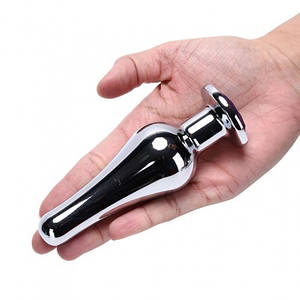 Анальна пробка 4.3 см велика довга з каменем Donald L size + мішечок