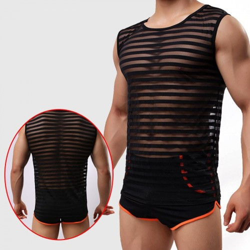 Чоловіча прозора футболка в полоску