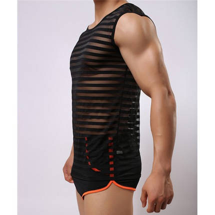 Чоловіча прозора футболка в полоску, фото 2