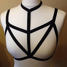 Бюстгалтер Bondage de Colette бондаж грудей чорний плетіння на груди під сорочку, фото 3