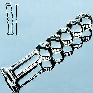 Фаллоімітатор Glass Beans анальна пробка кульки прозорий фалос