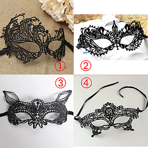 Маска пов'язка на очі мереживна Венеціанська карнавальна чорна