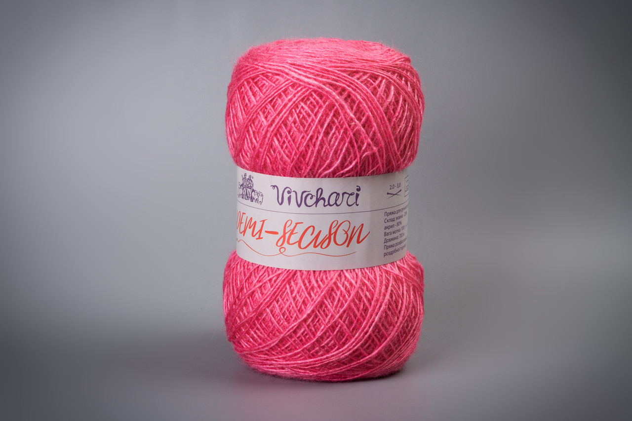 Пряжа демісезонна Vivchari Demi-Season, Color No.776 насичено-рожевий