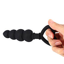 Анальна пробка 3.2 см середня чорна Ялинка із серцем силікон, фото 3