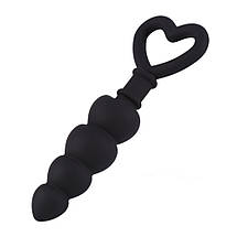 Анальна пробка 3.2 см середня чорна Ялинка із серцем силікон, фото 4