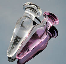 Анальна пробка 3 см скляна Lynx Ice Rose Plug скло Рожева та прозора, фото 5