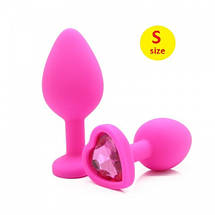 Анальна пробка 3 см S силіконова серце з каменем TOYFA Silicon Plug + мішечок, фото 2