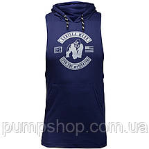 Майка спортивна з капюшоном Gorilla Wear Lawrence hooded tank top XXL синя, фото 3