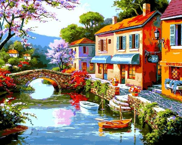 Картини за номерами 40х50 см Babylon Причудові сільські магазини (VP 1305), фото 1