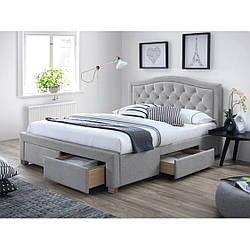 Сіра двоспальне ліжко Signal Electra 160х200см з чотирма висувними ящиками в стилі модерн