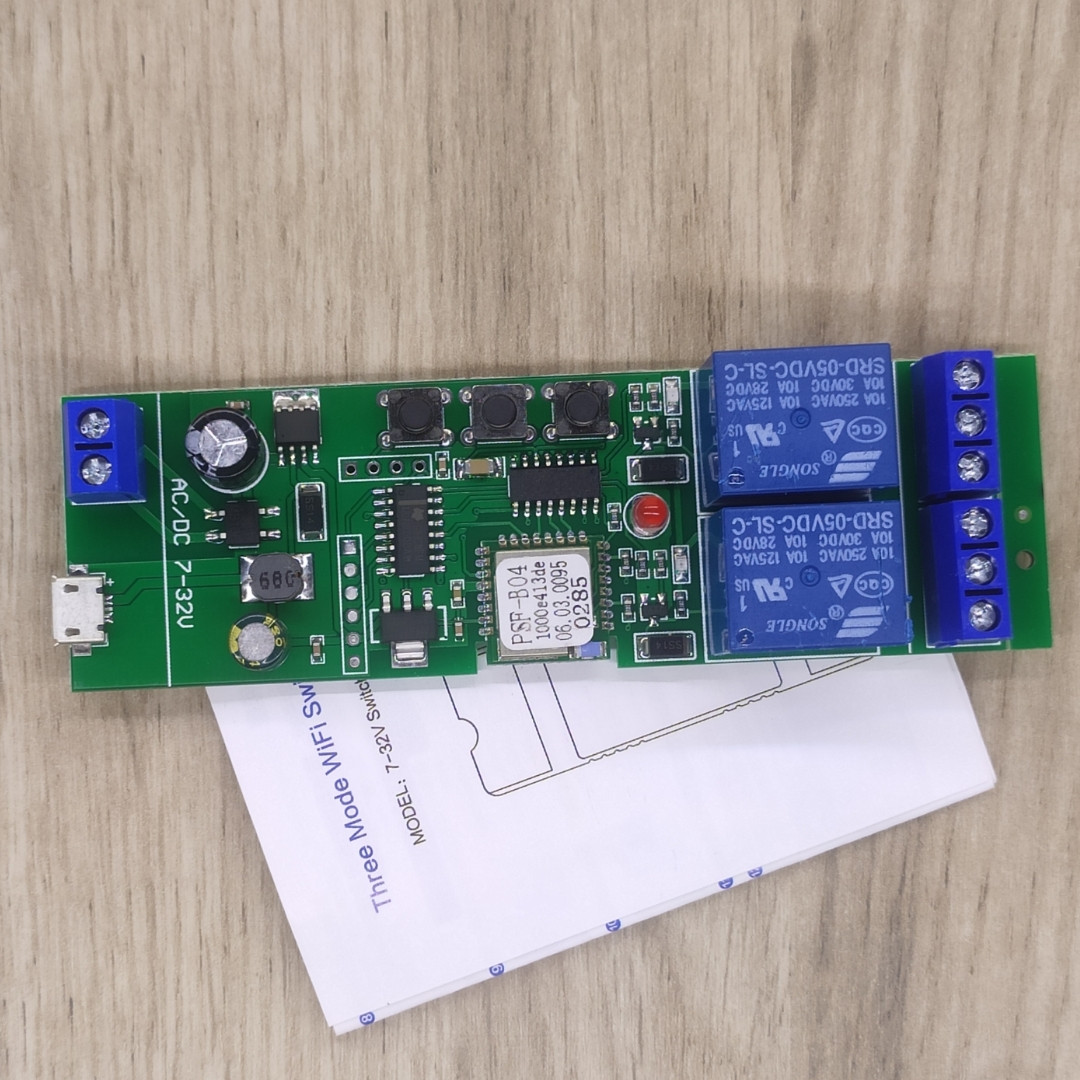 Wi-Fi реле двоканальне Sonoff 7-35 вольтів