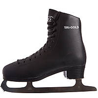 Ковзани фігурні чорні PVC TG-FO333B (р-р 42-45, лезо-сталь, чорний)