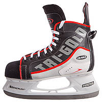 Ковзани хокейні PVC TG-H091R (р-р 36-46, лезо-сталь, чорний-білий-червоний)