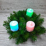 Свічка на батарейці, LED мерехтлива різнобарвними вогнями. 4.5 см, фото 3