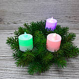 Свічка на батарейці, LED мерехтлива різнобарвними вогнями. 4.5 см, фото 5