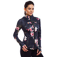 Кофта спортивна Lingo J004 (лайкра, р-р S-XL, чорний з принтом Лілія) Код J004