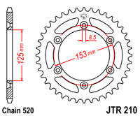JTR210.45 Звезда задняя HONDA CR 250 CBF250,CRF450, XR250 CB300, GEON Dakar 250