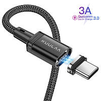 Магнитный кабель KUULAA micro-USB / Type C / Iphone 1м 3A Quick Charge Black