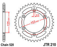 JTR210.47 Звезда задняя HONDA CR 250 CBF250,CRF450, XR250 CB300, GEON Dakar 250