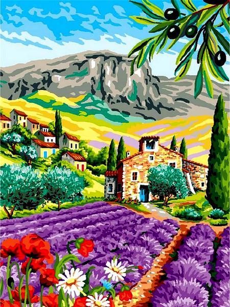 Картини по номерам 30х40 см. Babylon Лавандова та макове поле  (RVK 258)