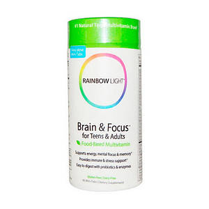 Вітаміни для мозку підлітків Rainbow Light Brain & Focus for Teens & Adults 90 mini-tabs
