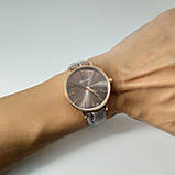Жіночі кварцові наручні годинники Dior B198-2 срібного кольору рожевий циферблат з датою металевий браслет, фото 5