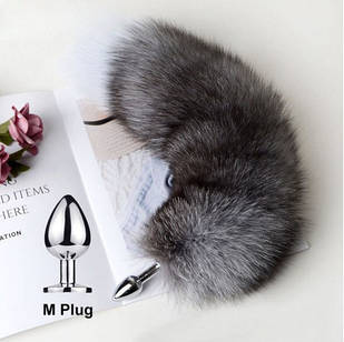 Анальний корок-хвост, знімний на нарізному з'єднанні сірий темний, M