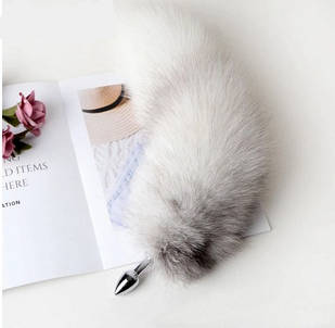 Анальний корок-хвост, знімний на нарізному з'єднанні білий, S