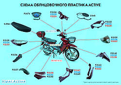 Пластик для Viper  Active   боковий середній (лівий+правий, матовий)