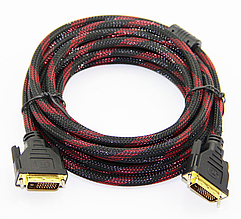 Кабель Dvi-Dvi 1.5m, 2 ФЕРИТ, обплетення, Black / Red, 24 / 24pin