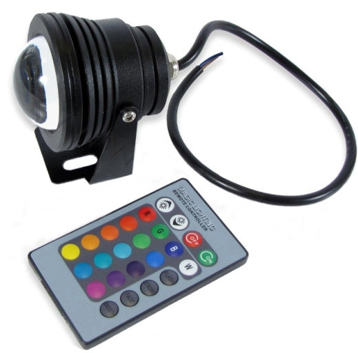 Світлодіодний круглий лінзований прожектор SL-10-12 RGB 10W 12V IP65 чорний Код.58500