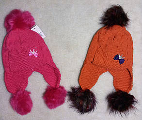 Шапка-вушанка тепла зимова для дівчинки. фліс, Щесліве Дитинство (розмір 44-48)