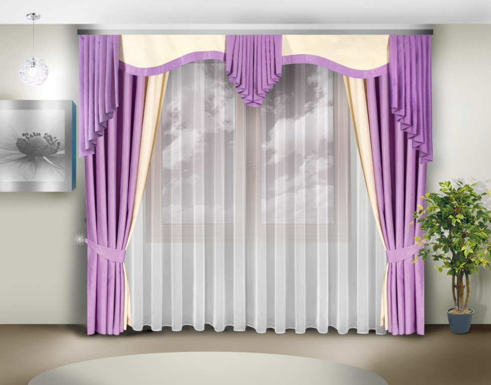 Готовий ламбрекен + штори "Жасмин"  (Тканина "Кардинал")