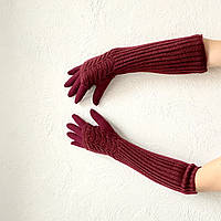 Акрилові рукавички One Size жіночі довгі woman's heel бордові з вовною