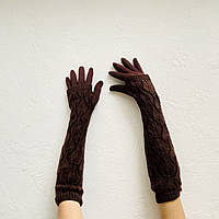 One Size перчатки женские длинные акриловые Woman's heel темно-коричневые