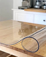 Мягкое стекло Силиконовая защитная скатерть для стола и мебели Soft Glass (3.3х1.0м) толщина 1,5мм Прозрачная
