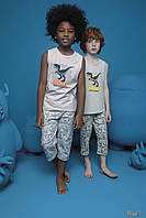 ОПТОМ Пижама бриджи и майка Danger Dinosaur для мальчика 10-11 лет (146 см.) Donella 8697840566555