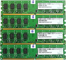 Комплект оперативної пам'яті Apacer DDR2 8Gb (4x2Gb) 800MHz PC2-6400U CL6 (76.A153G.B770C) Б/В