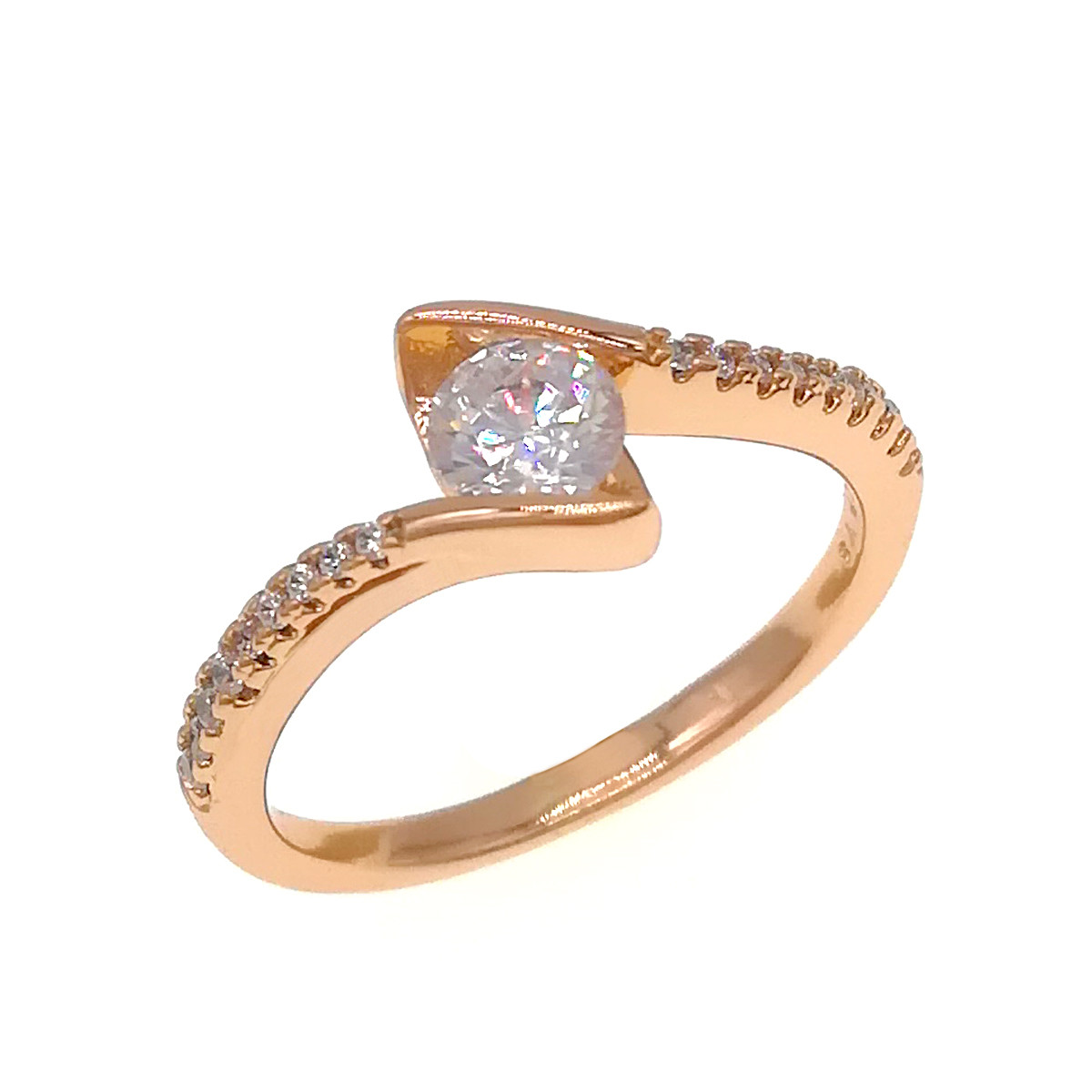 Кільце Xuping з медичного золота, білі фіаніти, позолота 18K, 11907