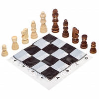 Шахові фігури дерев'яні з полотном PVC для ігор 300P (дерево, король 7,8 см)