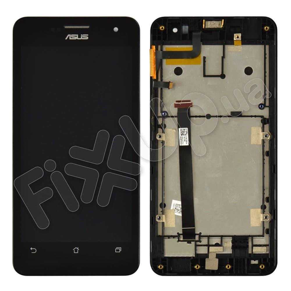 Дисплей для Asus ZenFone 5 (A500CG, A500KL, A501CG) з тачскрином і рамкою в зборі, колір чорний, ориг